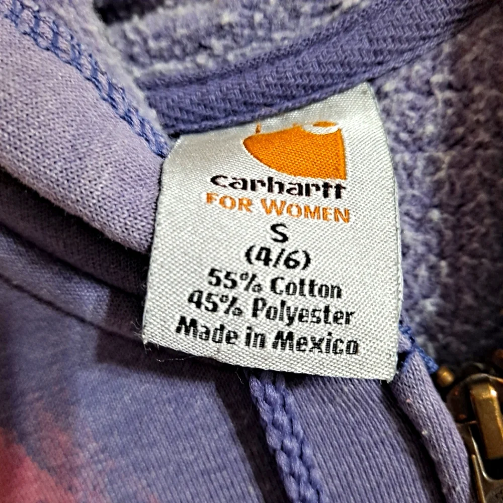 Carhartt Pink and Purple Tie-Dye Zip-Up Hoodie Sweatshirt Size Small - Picture 6 of 6